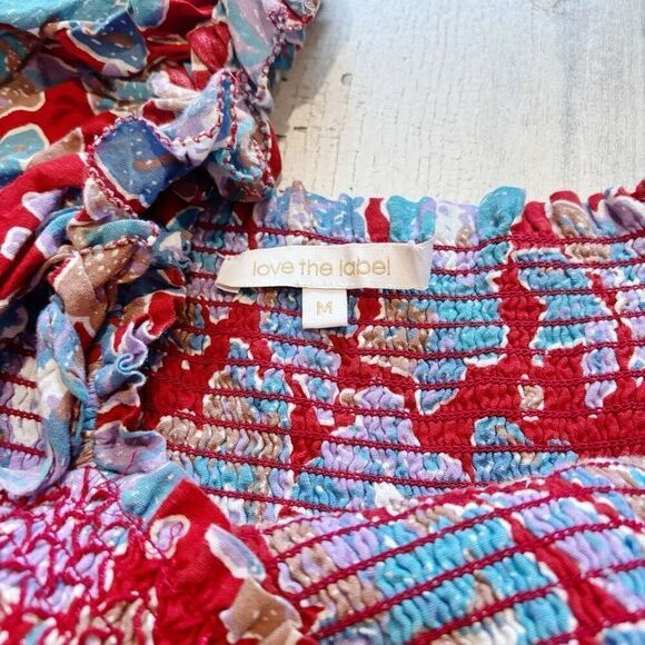 Love the Label Frenchie Smocked Dress, Blue & Red Size M - Picture 3 of 4